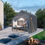 Plus Cozy legehus - 184Ã208 cm m/bænk - ubehandlet - inkl. tagpap og alulister - 167350-1